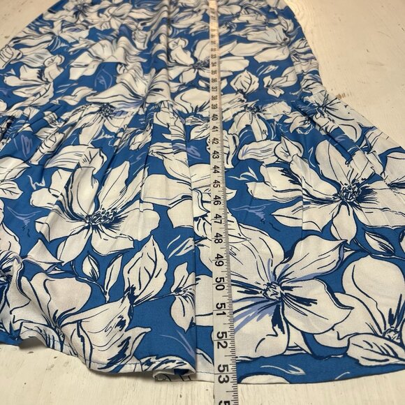 Jessica Simpson Maxi Dress Size S Blue Floral Smocked Tiered Ruched Ruffle $55 - Picture 7 of 9